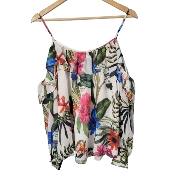 Parker Floral Ruffle Cold Shoulder Blouse NWT - Picture 3 of 11